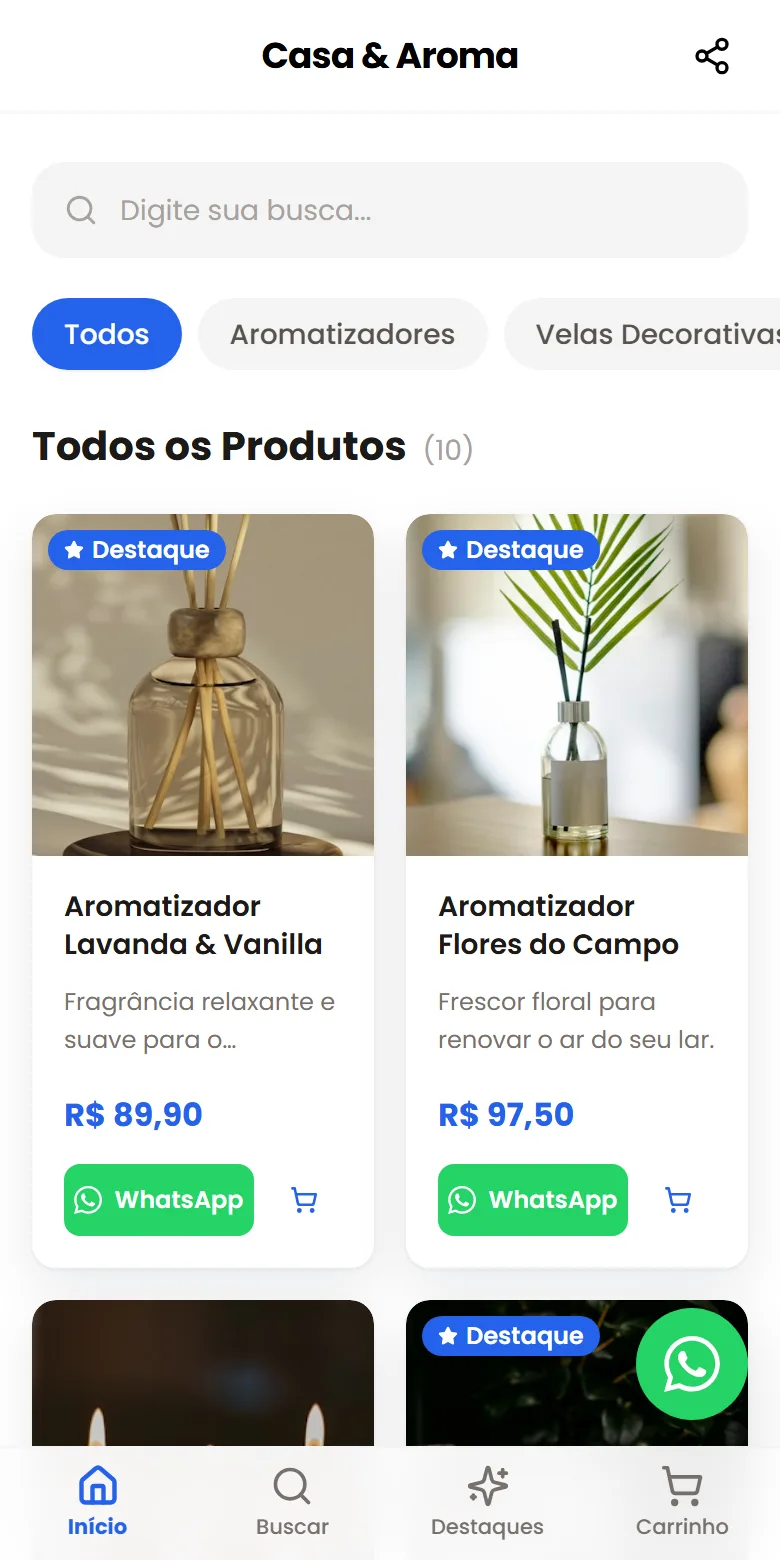 Exemplo de catálogo online de perfumaria