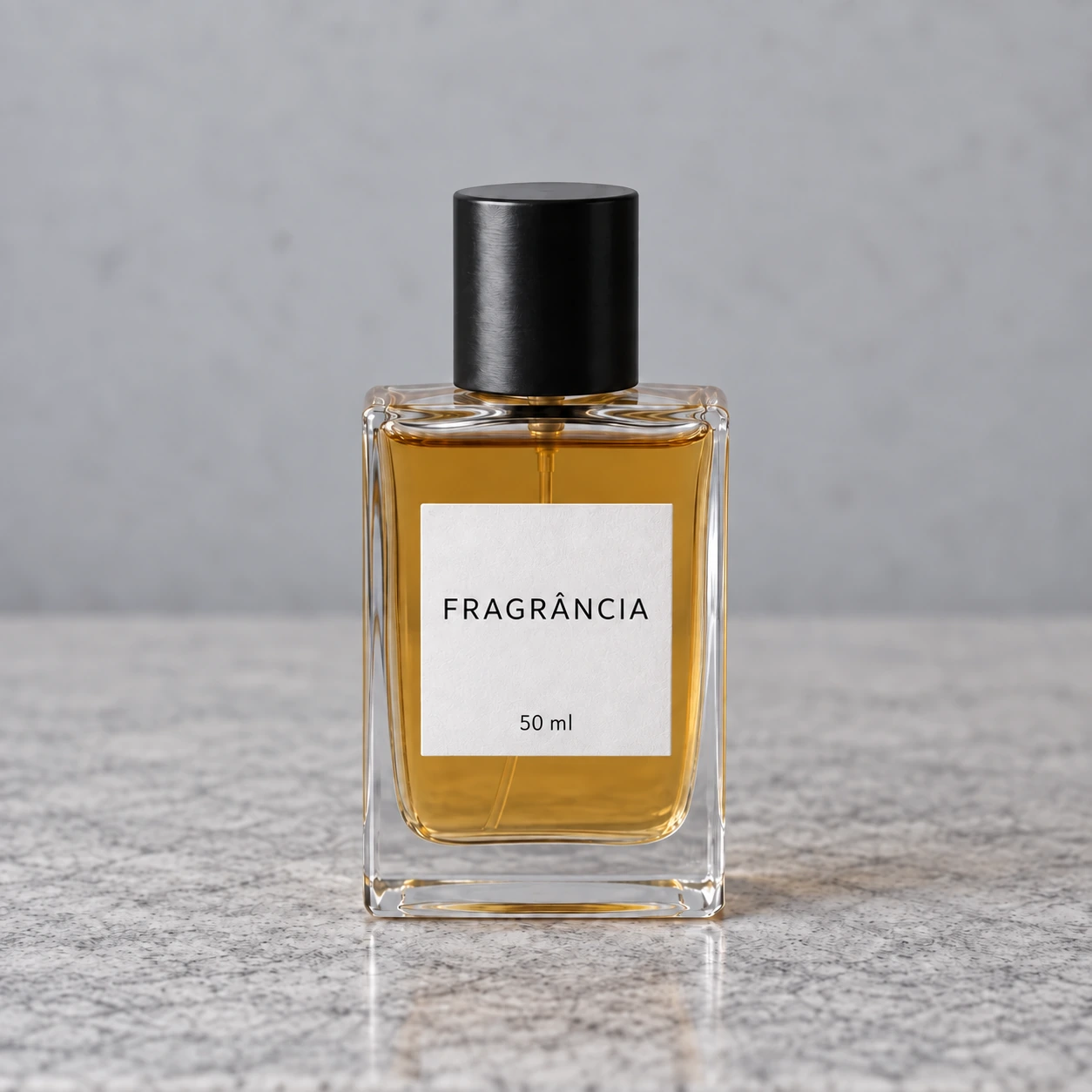 Frasco ilustrativo identificado como Fragrância de 50 ml, correspondente ao exemplo de catálogo